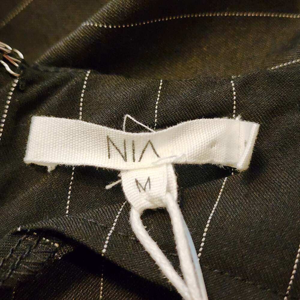 NIA Pinstripe Mini Dress with Contrast Lace Detail - Picture 3 of 6